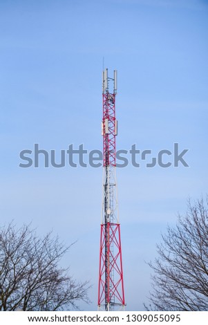 Telecomunication tower over blue sky