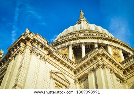 St Paul's Cathedral on the background of the blue sky in London