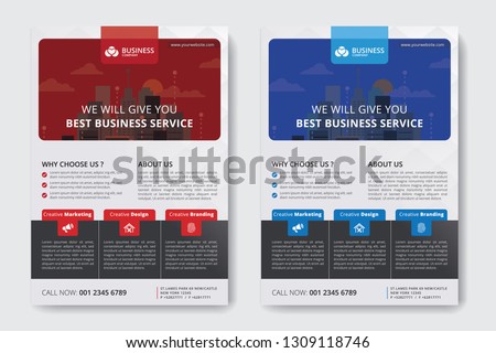 Corporate Business Flyer poster pamphlet brochure cover design layout background, two colors scheme, vector template in A4 size - Vector - Vector