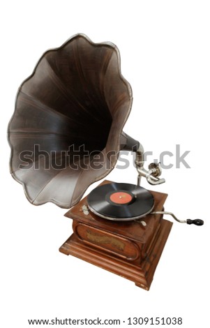 Old gramophone isolated on white background