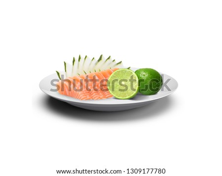 Salmon- Japanese Food with White Background Restaurant