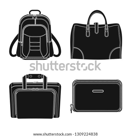 Isolated object of suitcase and baggage sign. Set of suitcase and journey stock vector illustration.