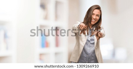 Caucasian business young woman cheerful and smiling