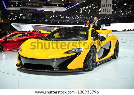 GENEVA, MAR 5: McLaren P1, hybrid super car from McLaren, presented at the 83rd Geneva Motor Show, in Switzerland on March 5, 2013. Royalty-Free Stock Photo #130933796