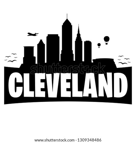Cleveland Ohio. City Skyline. Silhouette Banner City. Design Vector. Famous Monuments.
