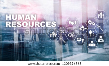 Human Resources HR management concept. Human resources pool, customer care and employees. Royalty-Free Stock Photo #1309396363