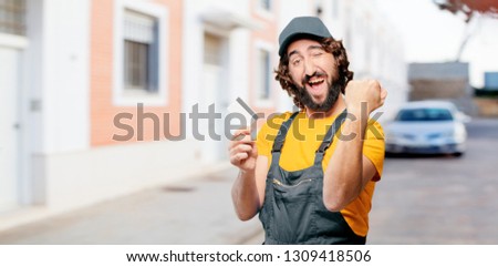 handyman worker with a credit card
