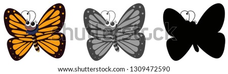 Set of butterfly cartoon illustration