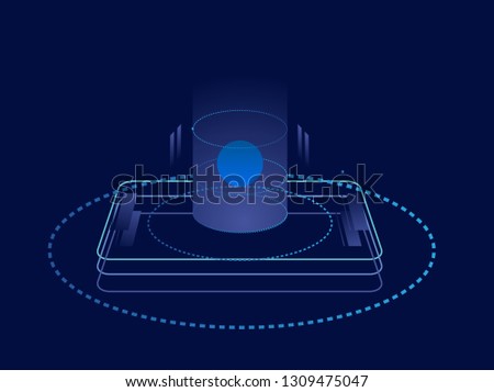 Mobile apps concept,blank flat vector illustration with blue background for user interface design template