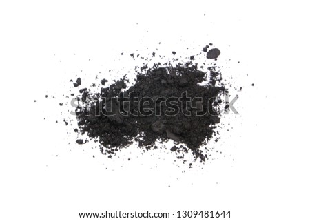 charcoal powder top view isolated on white background.