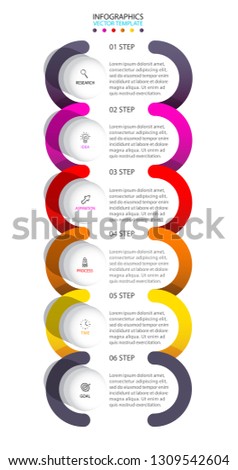 Business infographic template. Vector design with icons and 6 options or steps with vertical structure.