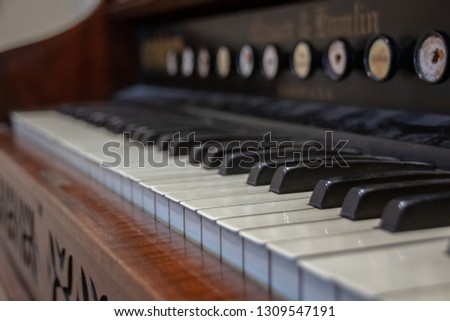 Vintage, old school piano with beautiful decoration
