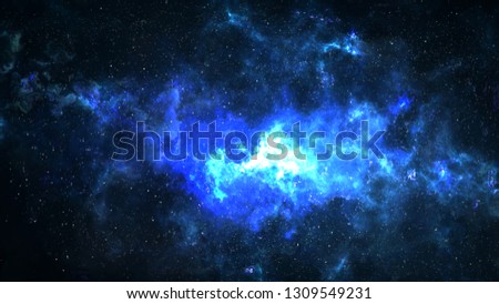 Universe filled with stars, deep space nebula and galaxy
