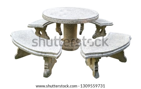 Stone chair table with white background
