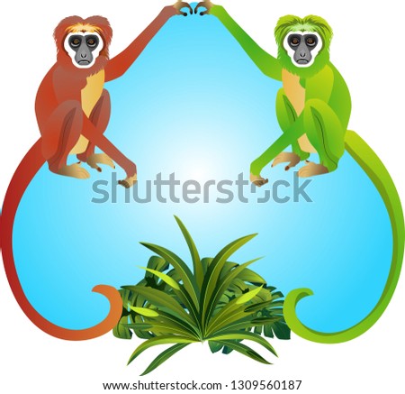 Wildlife concept theme , monkeys   conceptual vector illustartion