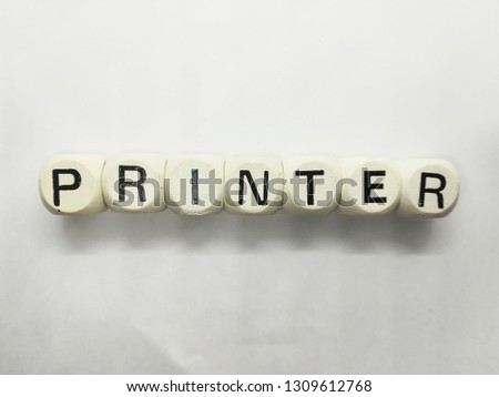 word printer spelled on dice