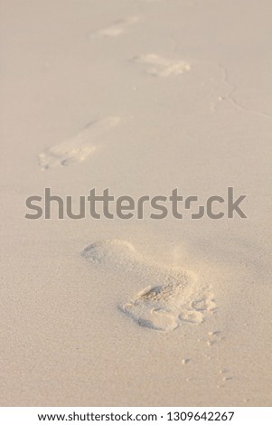Footsteps in sandy on the beach.