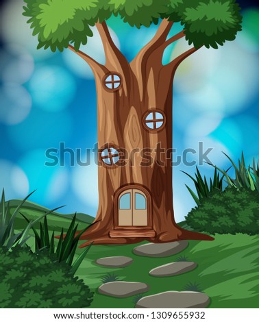 A tree house in nature illustration