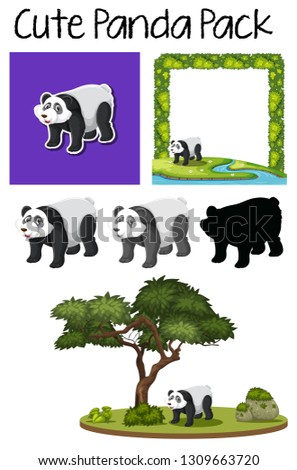 A pack of cute panda illustration