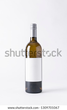 wine bottle for mock-up. Blank Label on a gray background. 