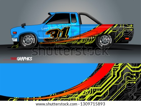 truck wrap design. simple lines with abstract background vector concept for vehicle vinyl wrap and automotive decal 