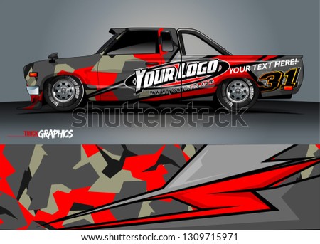 truck wrap design. simple lines with abstract background vector concept for vehicle vinyl wrap and automotive decal 