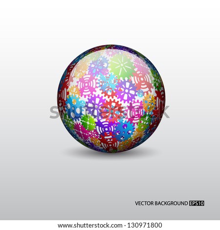 Background with sphere with gears. EPS10 vector