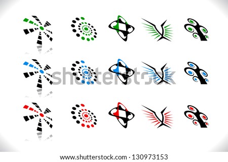 Abstract 2D shapes on light background. Vector illustration