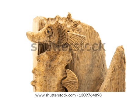 Wood sea horse on white background