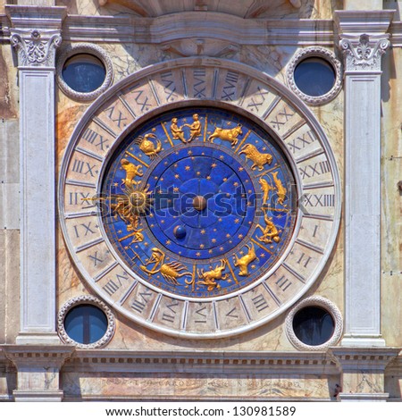 Zodiac clock at San Marco square in Venice