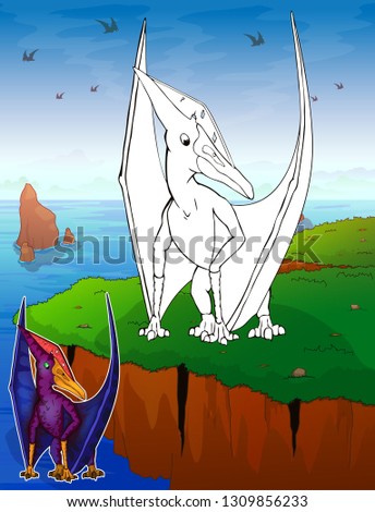 Coloring dinosaurs. Pteranodon. Coloring for kids.