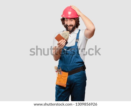 young man worker with a wallet