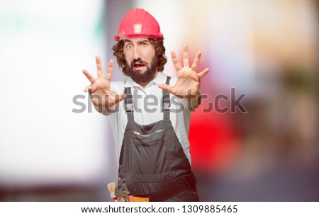 young man worker stop concept
