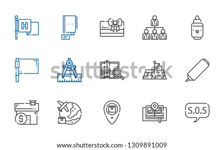 location icons set. Collection of location with sos, map, placeholder, worldwide, mortgage, highlighter, position, compass, flag, marker. Editable and scalable location icons.