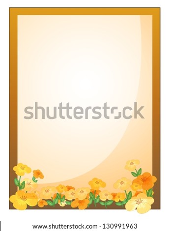 Illustration of a framed empty signage with flowers on a white background