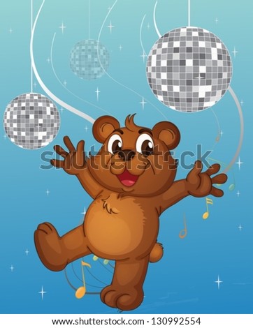 Illustration of a baby bear dancing