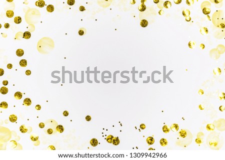 Happy St Patricks Day background with golden coins on white. Copy space