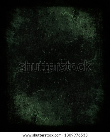 Dark green grunge scratched background, old film effect, obsolete dusty texture