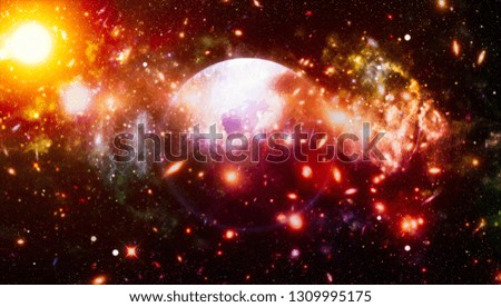 Galaxy creative background. Starfield stardust and nebula space. background with nebula, stardust and bright shining stars. Elements of this image furnished by NASA. - Image