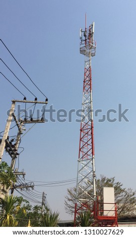 Telecommunication tower mast TV antennas wireless technology with
antenna tower with