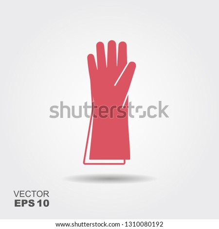 Rubber Glove flat icon. Pictogram with shadow. Vector illustration symbol of gardening and housework