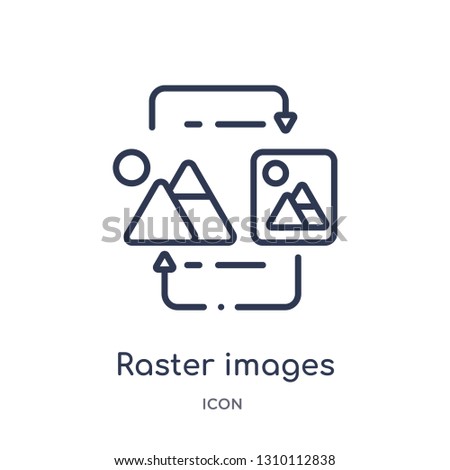 raster images icon from technology outline collection. Thin line raster images icon isolated on white background.