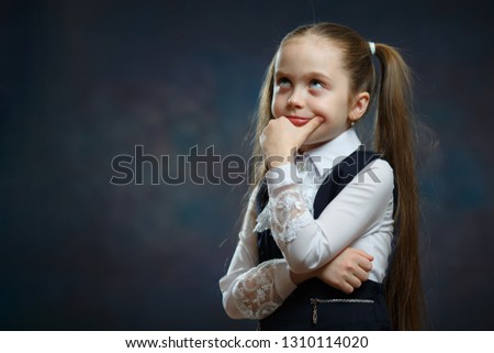 Cute Caucasian Elementary Schoolgirl Body Portrait