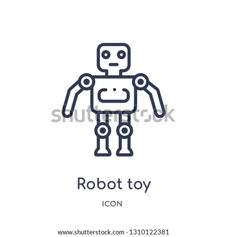 robot toy icon from toys outline collection. Thin line robot toy icon isolated on white background.