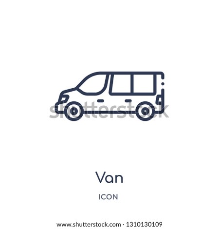 van icon from transportaytan outline collection. Thin line van icon isolated on white background.