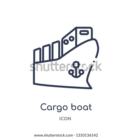 cargo boat icon from ultimate glyphicons outline collection. Thin line cargo boat icon isolated on white background.
