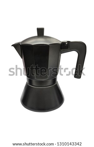 black coffee maker isolated on white background
