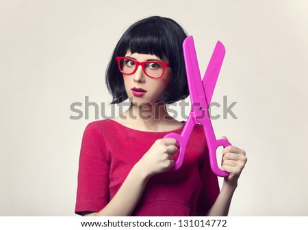 girl with big scissors