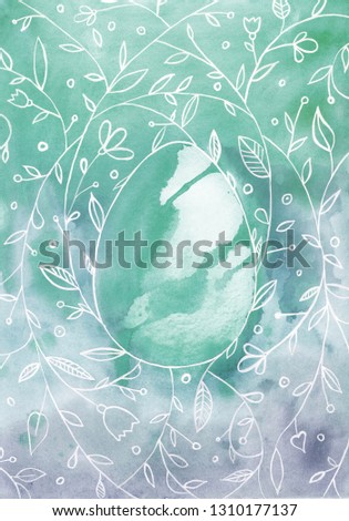 Easter. Easter egg. Happy easter. patterns spring flowers. buds and petals. watercolor stains