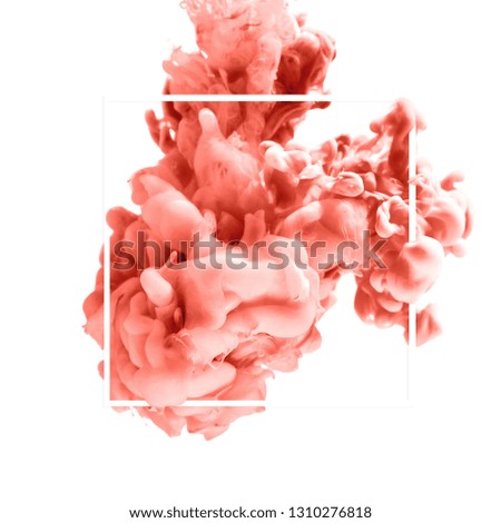 colorful ink isolated on a white background. coral drop swirling under water. Cloud of ink in water.